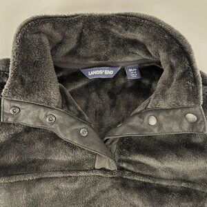 Land's End Black Quarter Snap Fleece Pullover